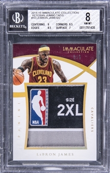 2014-15 Panini Immaculate Collection Veteran Jumbo Tags #10 LeBron James Patch Card (#2/2) - BGS NM-MT 8